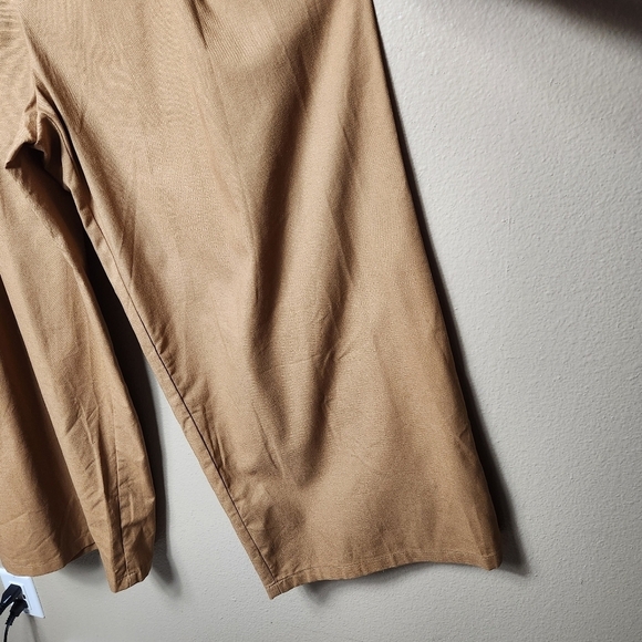 Cider Wmns Brown Linen Blend High Rise Wide Leg Pleated Crop Pants-Size 1XL NWT - Picture 3 of 7